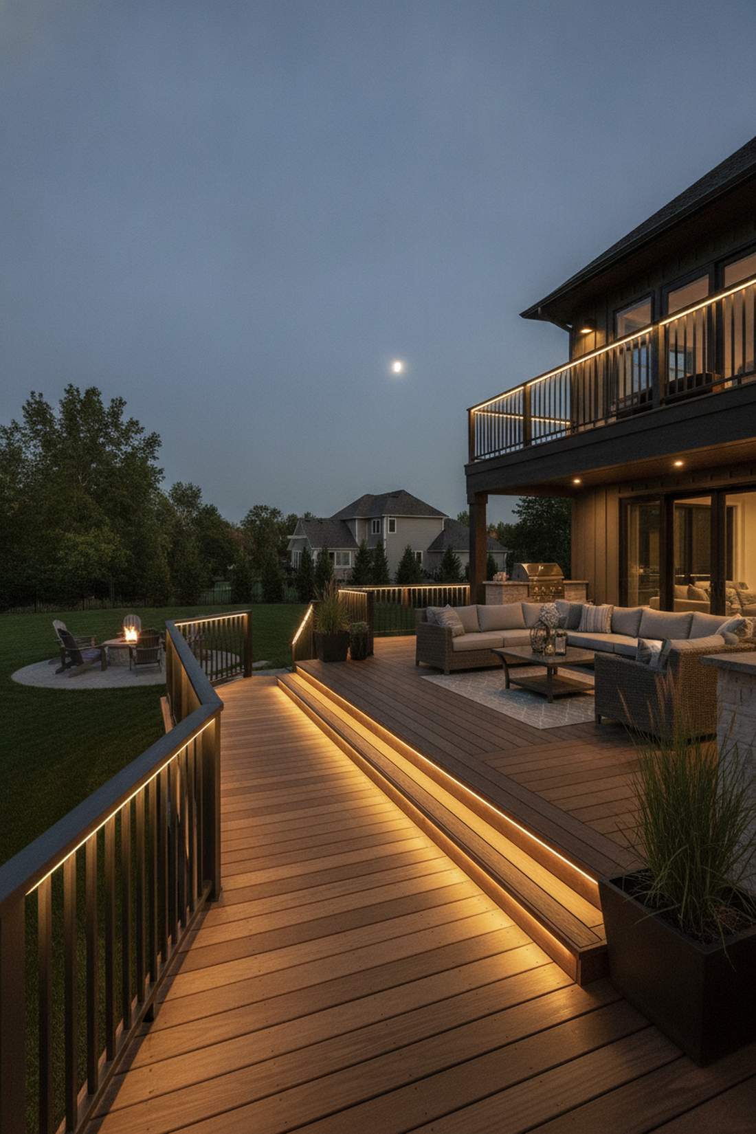 led strip lights under deck railings