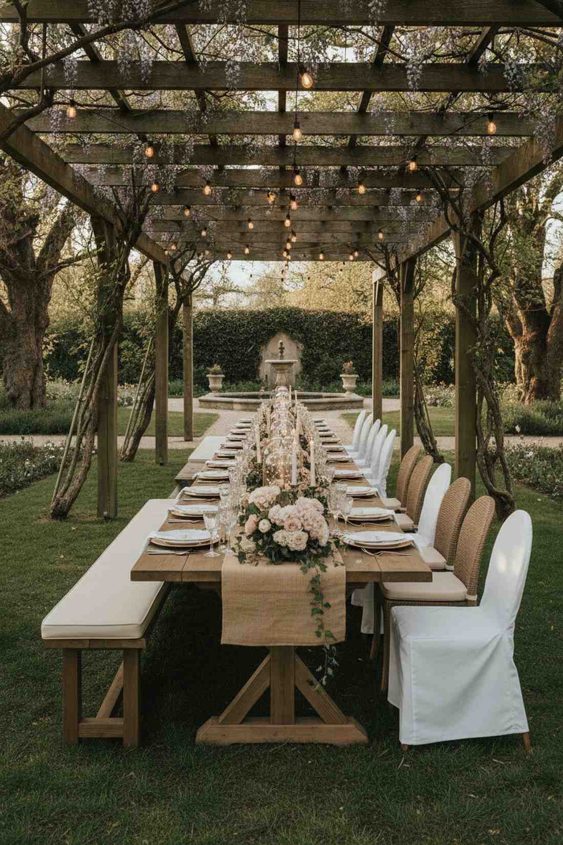 linear trestle table for banquet style dining