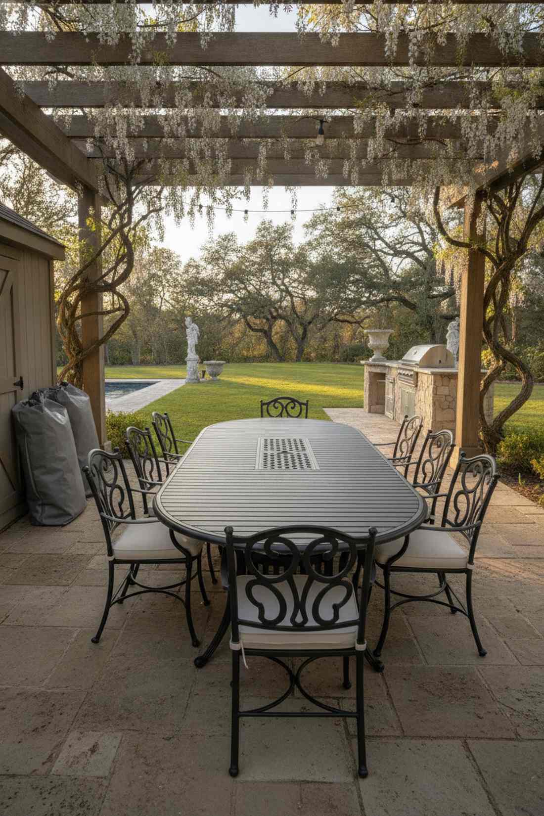 oval eight person extendable table