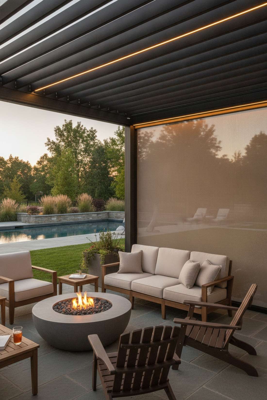 pergola screen track led integration