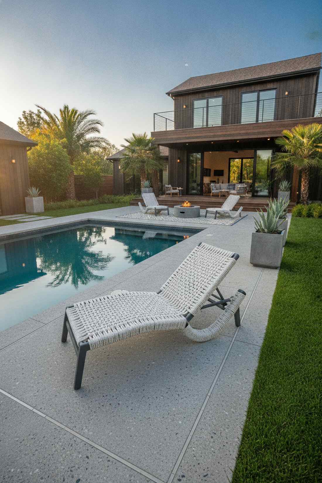 rope wrapped aluminum chaise