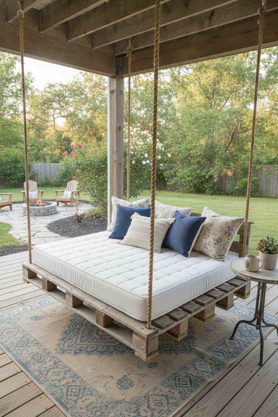 rustic pallet swing bed
