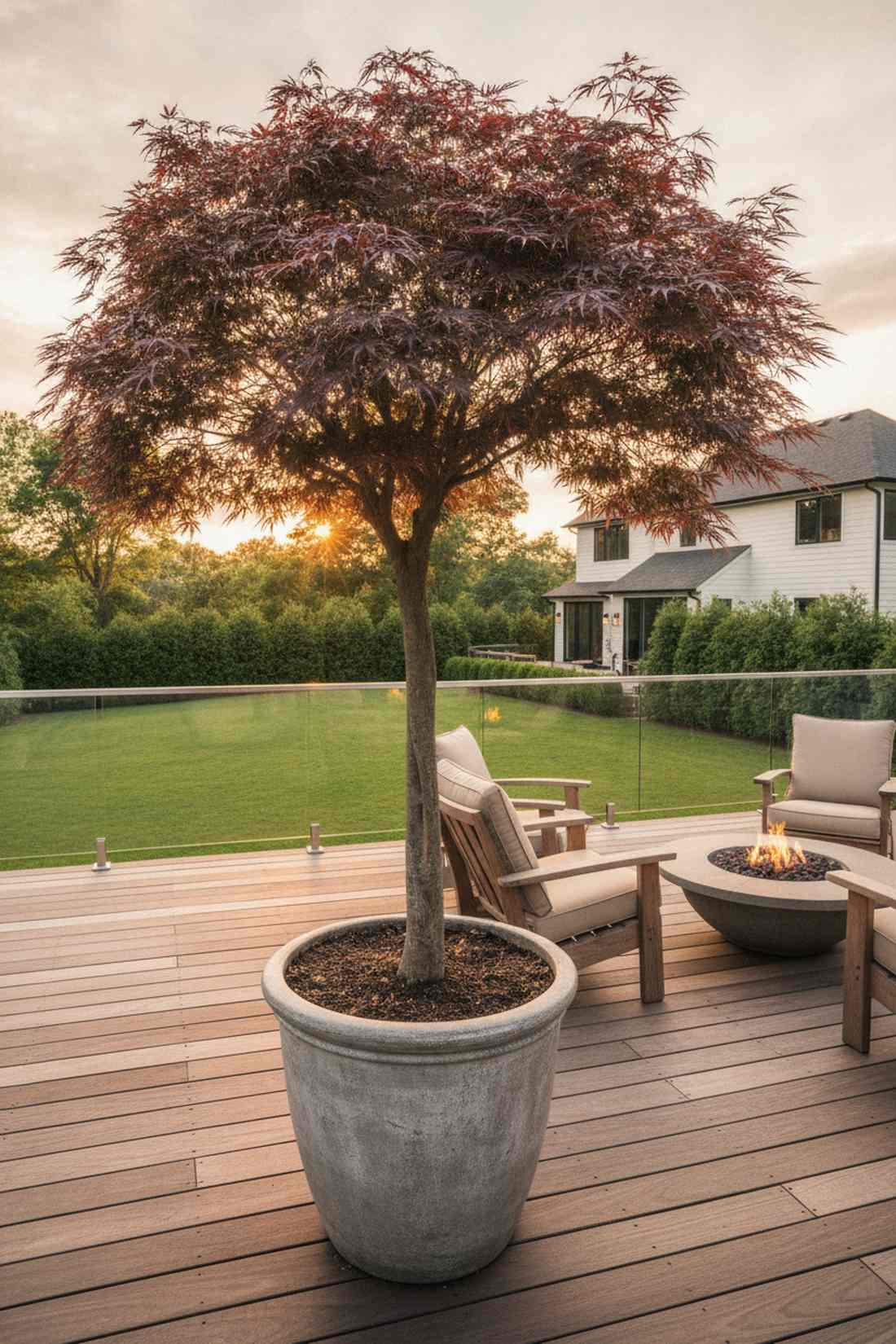single statement tree in large planter