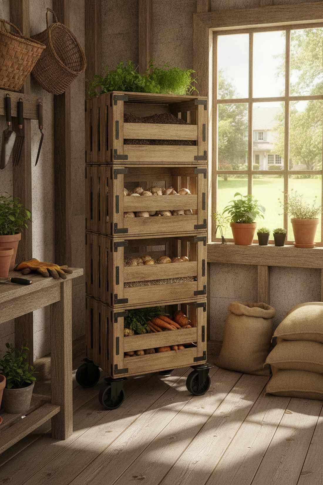stacked crate columns