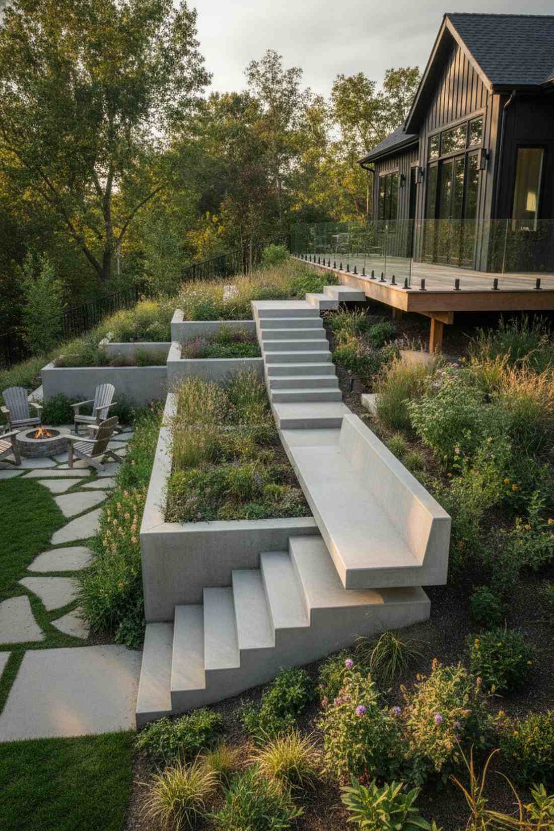 stairway cantilevered seating