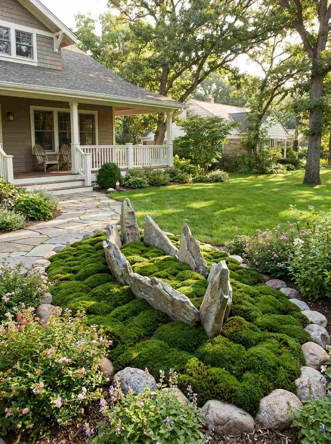 stone boat moss ocean