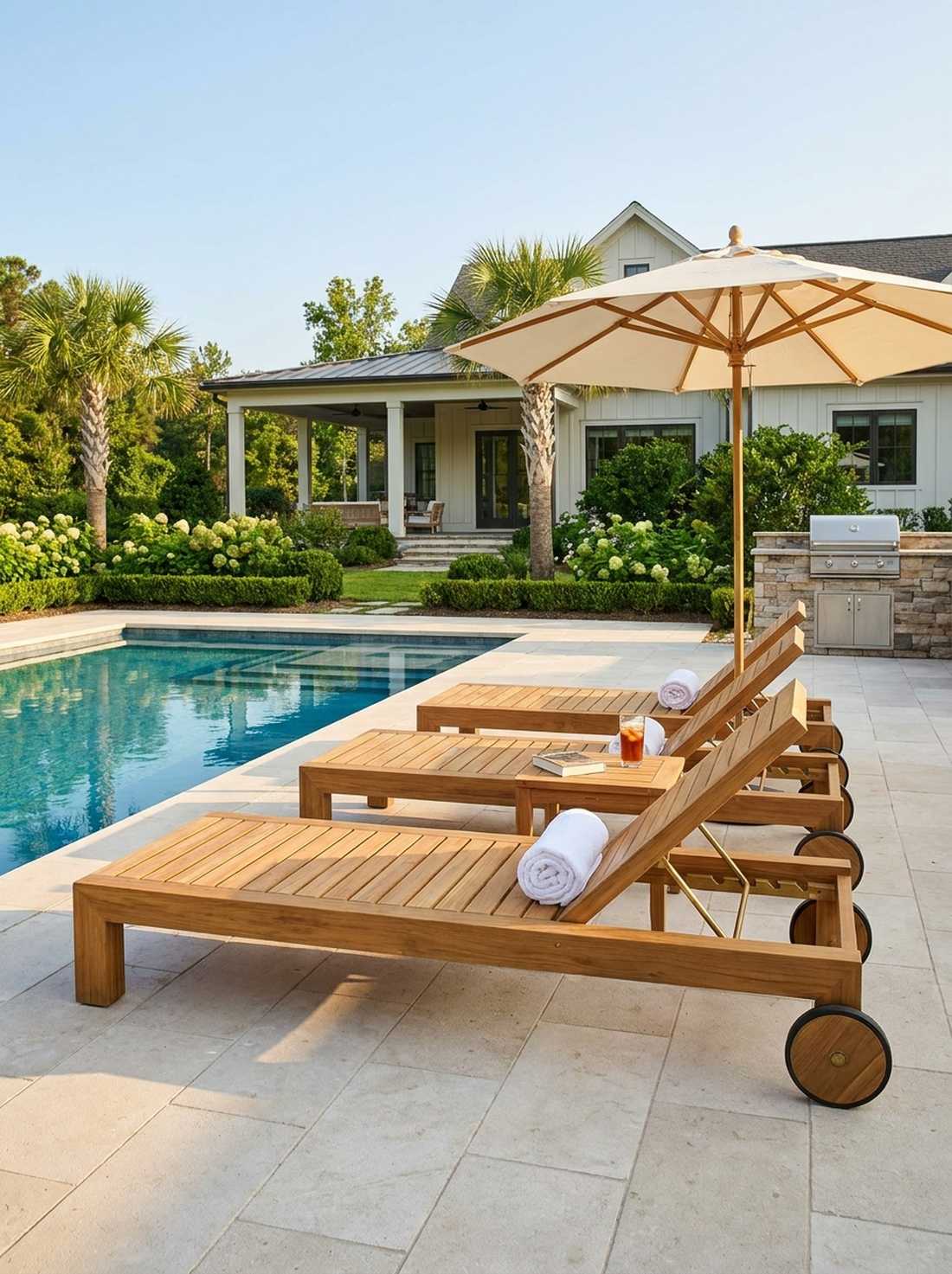 teak chaise lounge