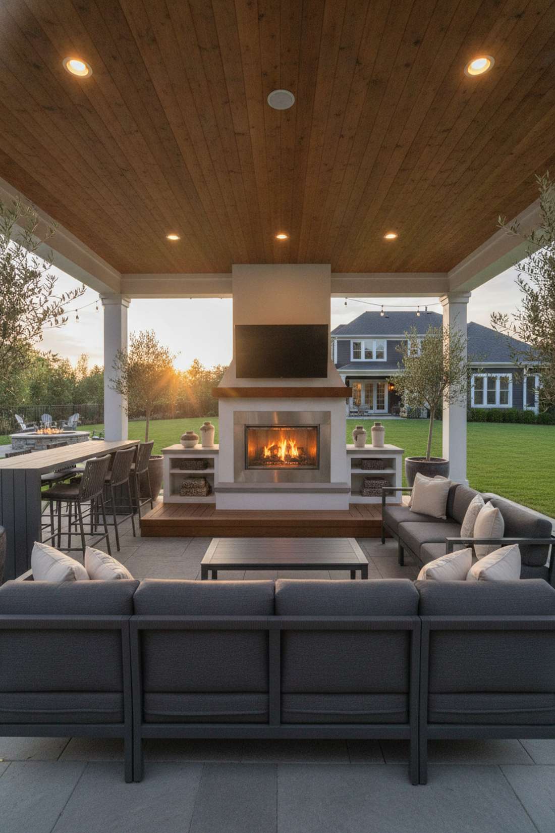 theater style fireplace facing