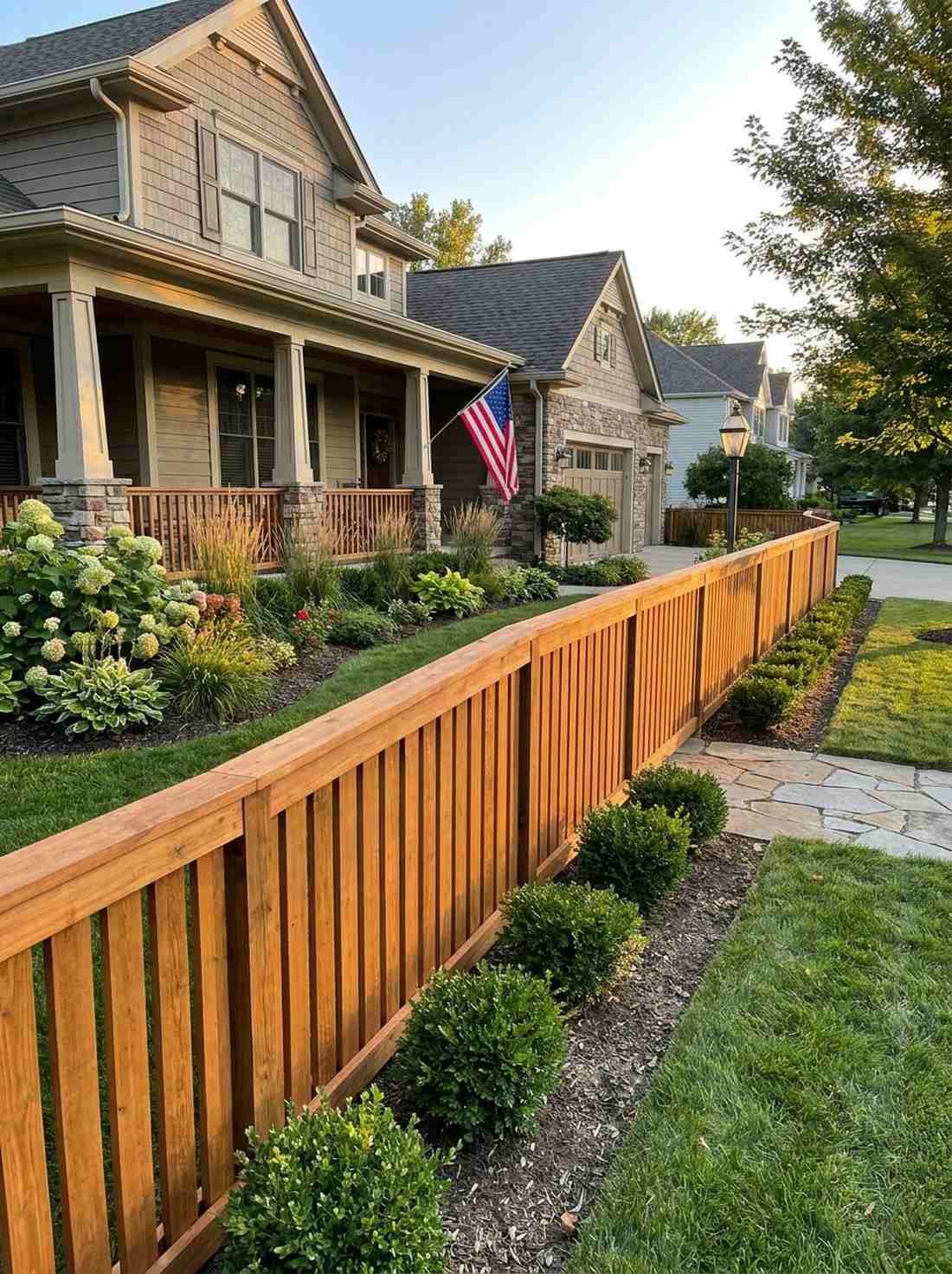 vertical slat fence with cap rail