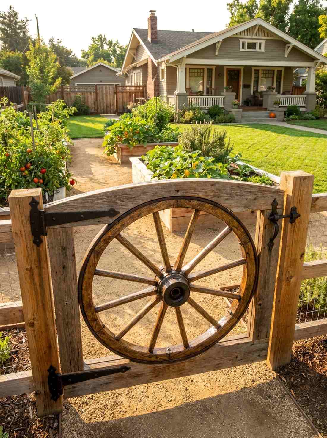 vintage wagon wheel gate