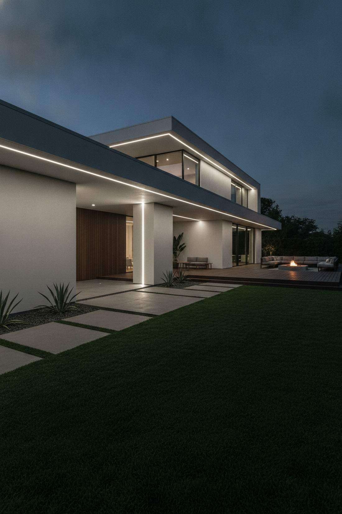 white modern linear lights