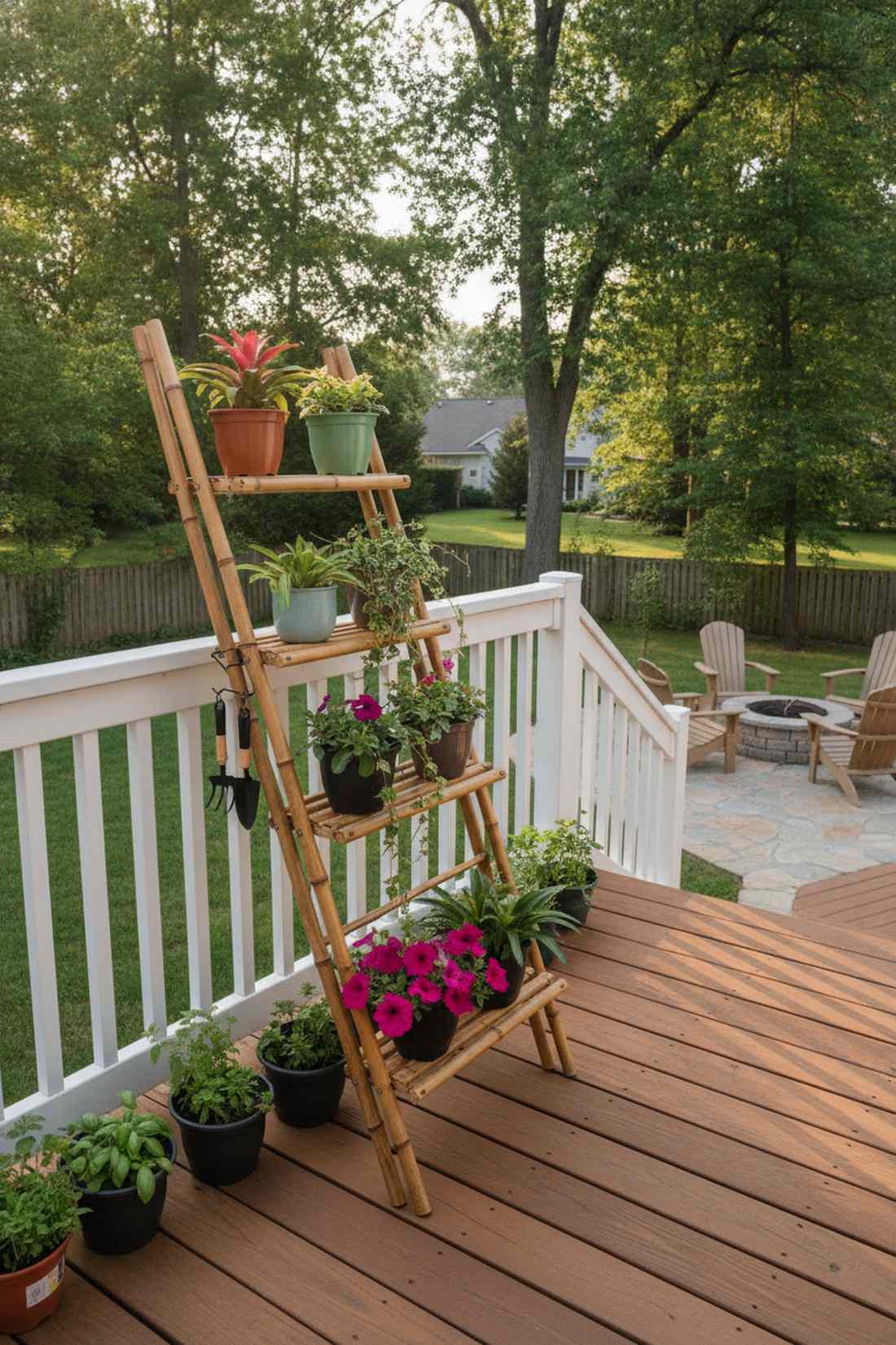 bamboo folding ladder garden