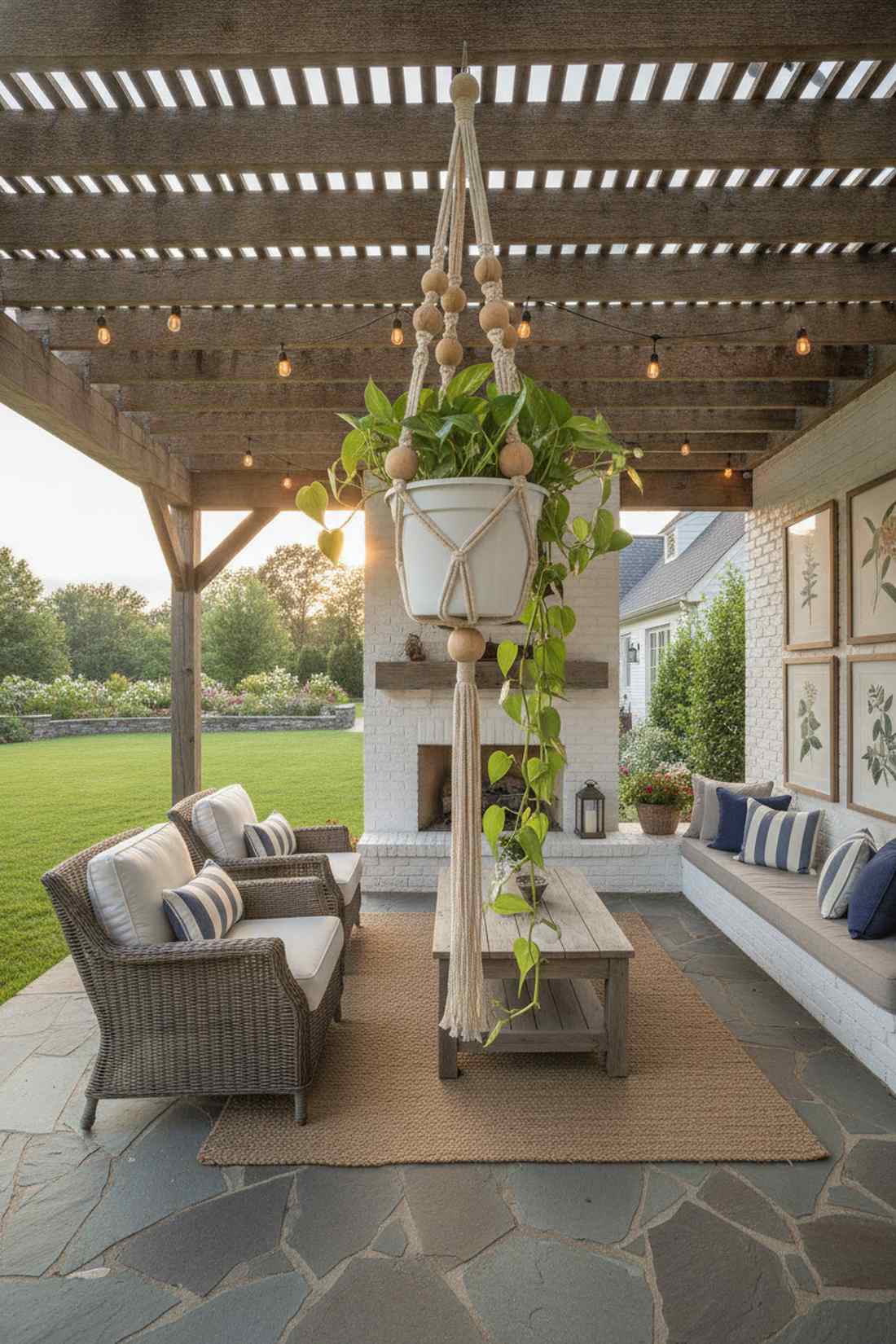 beaded macrame plant holder