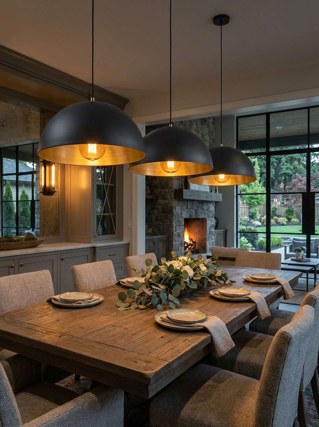 black pendant with brass interior