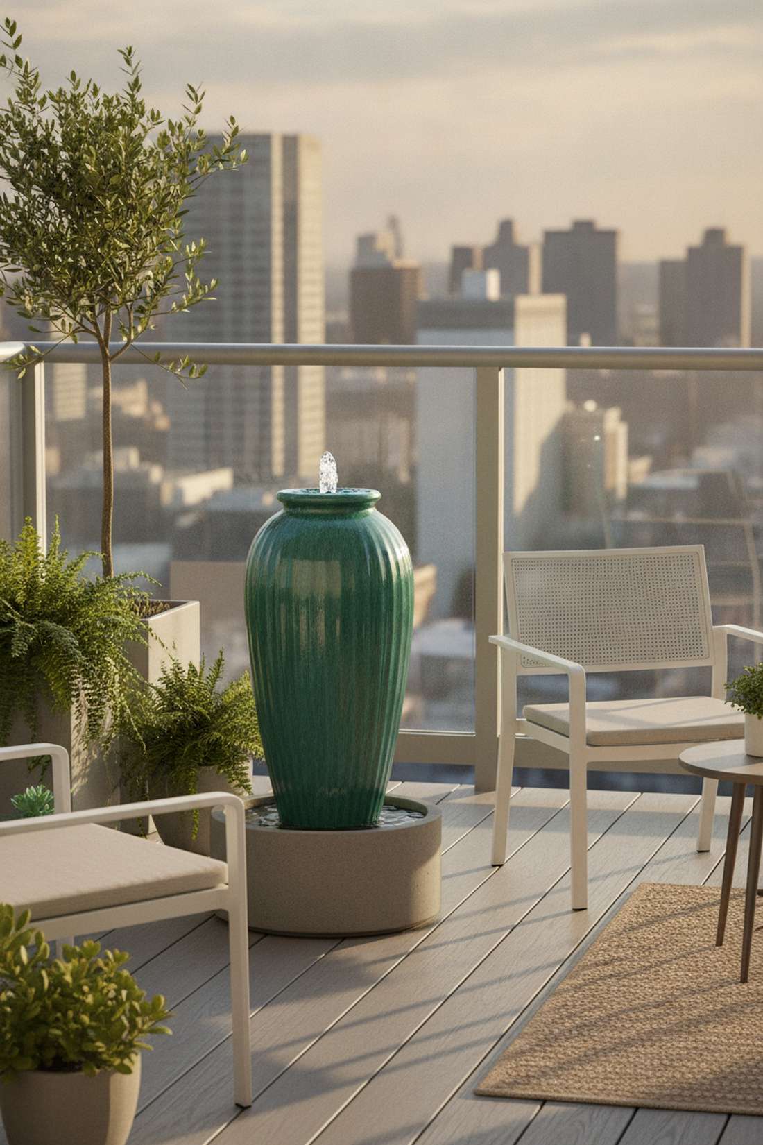 ceramic urn bubbler fountain