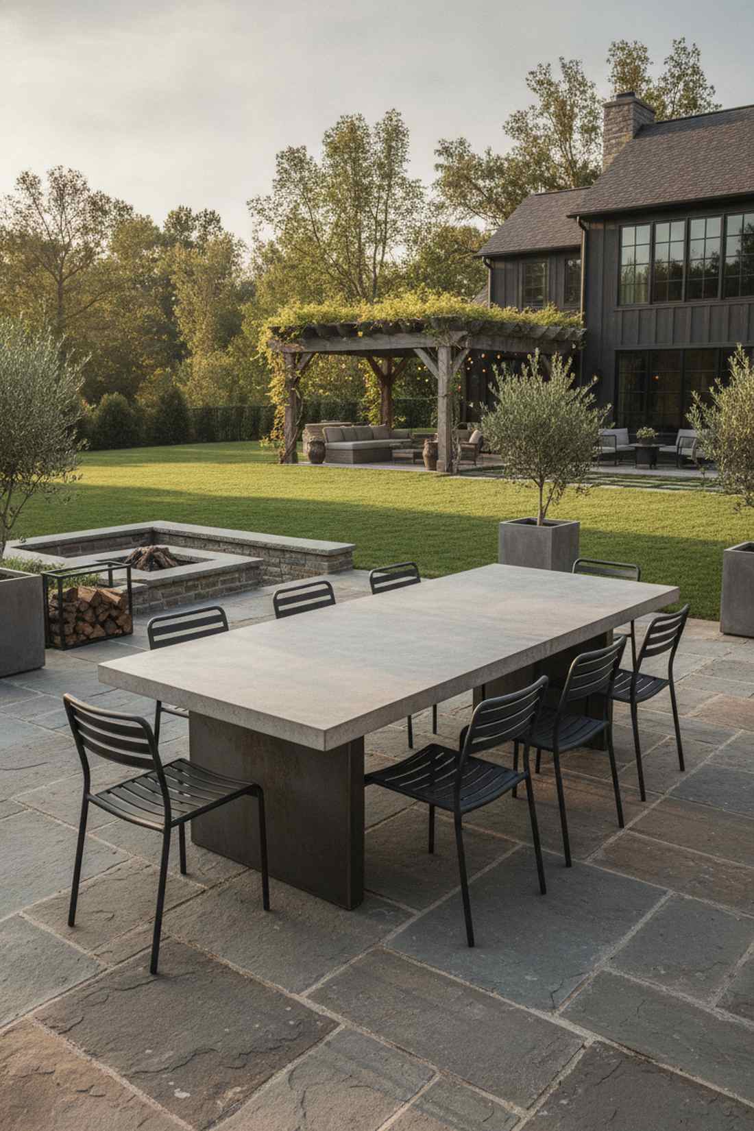 concrete top dining set