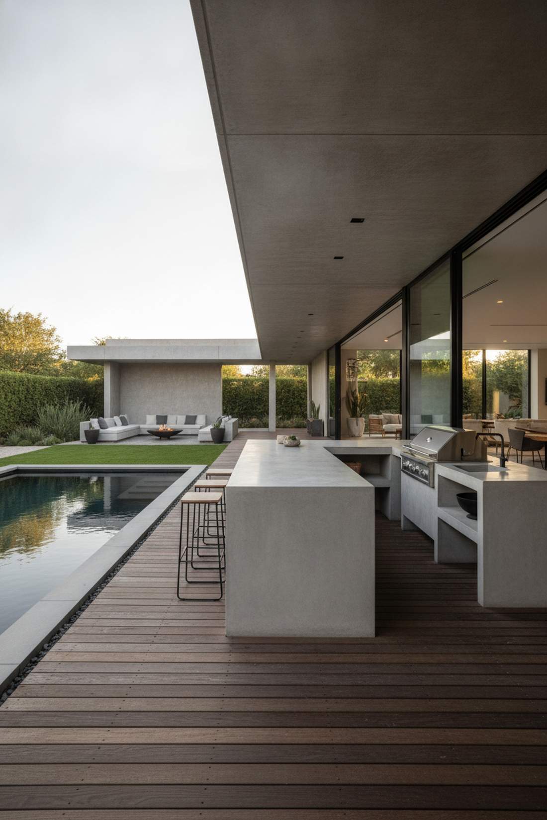 concrete waterfall edge bar