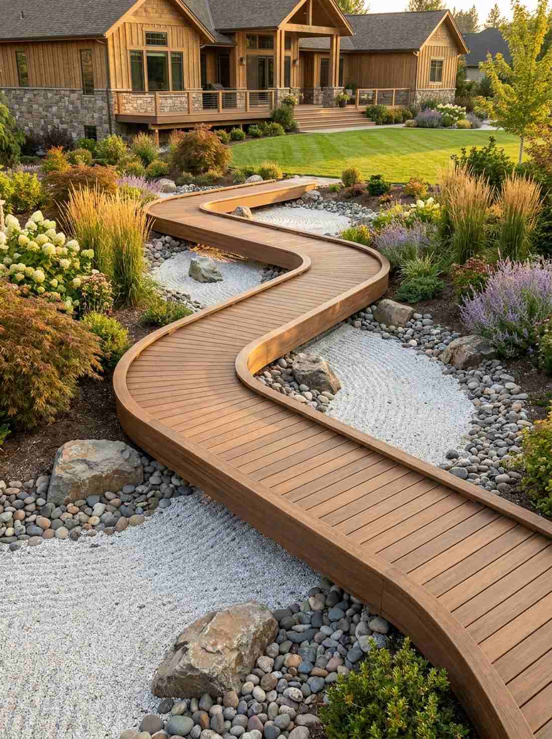 continuous curved zigzag over dry streambed