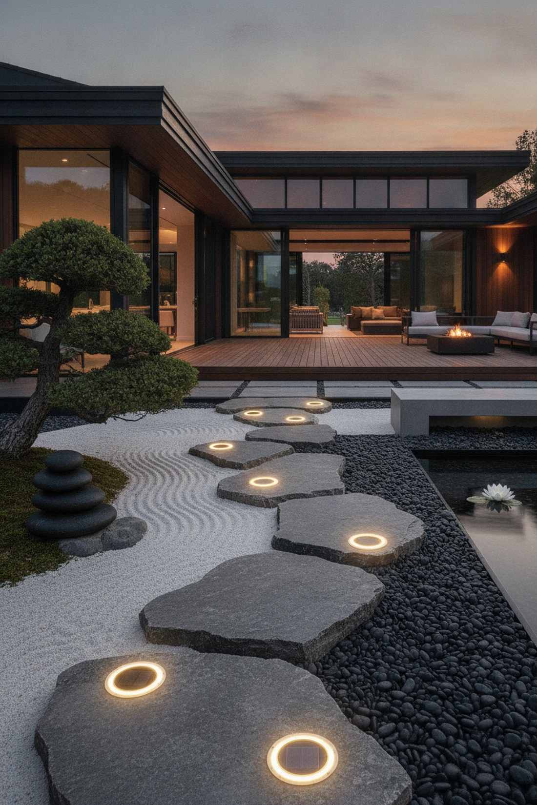 embedded stone path lights