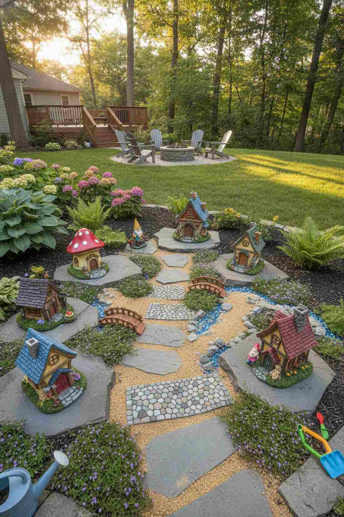 enchanted fairy village with gnomes