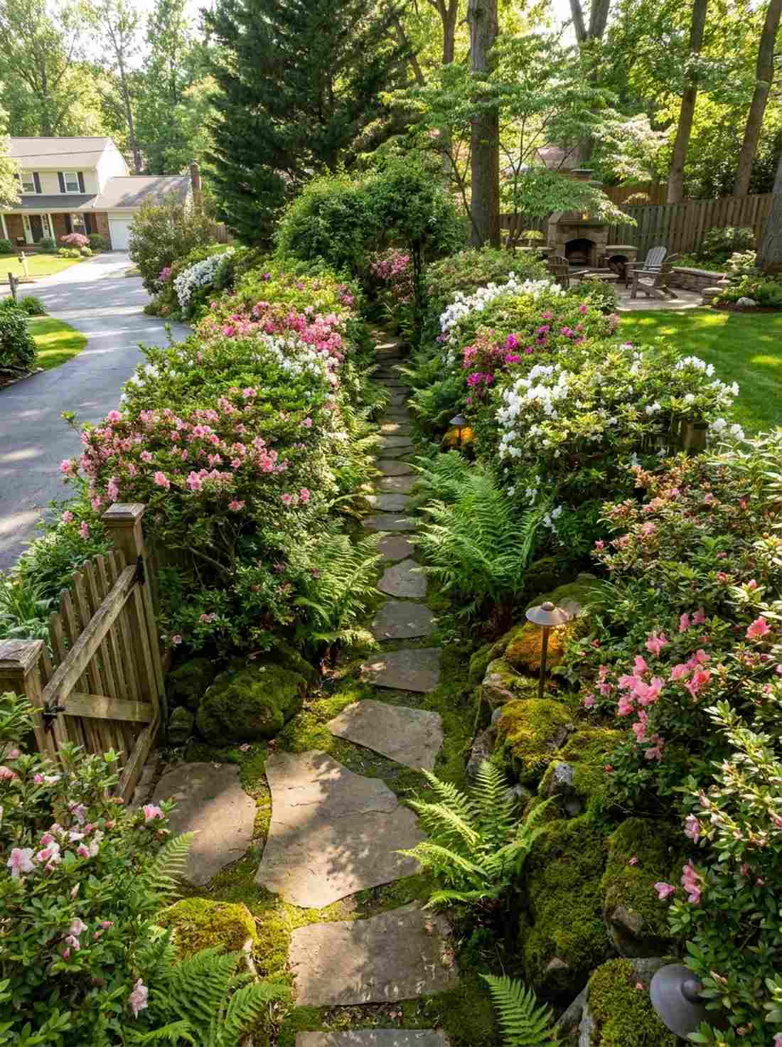 enclosed tea garden approach