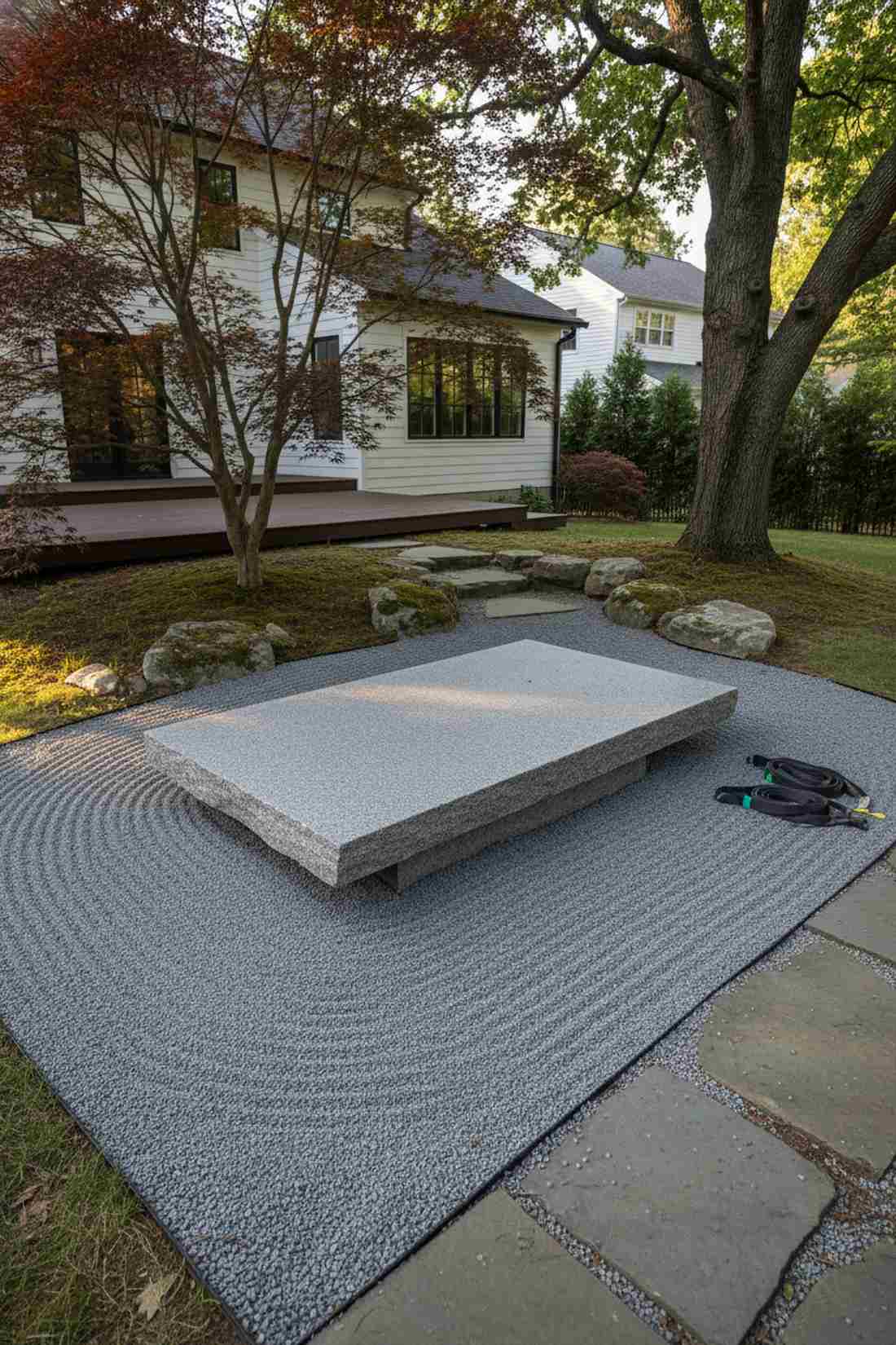 flat meditation stone platform