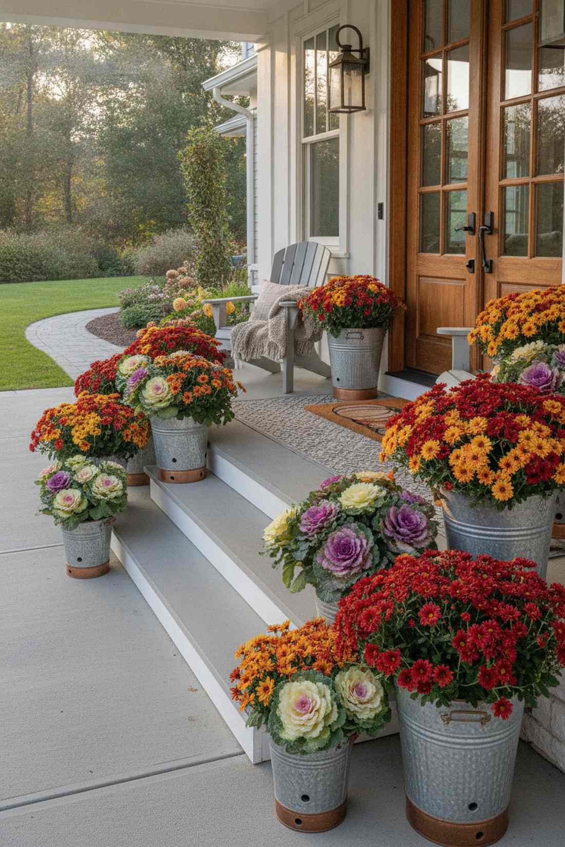 galvanized bucket arrangements