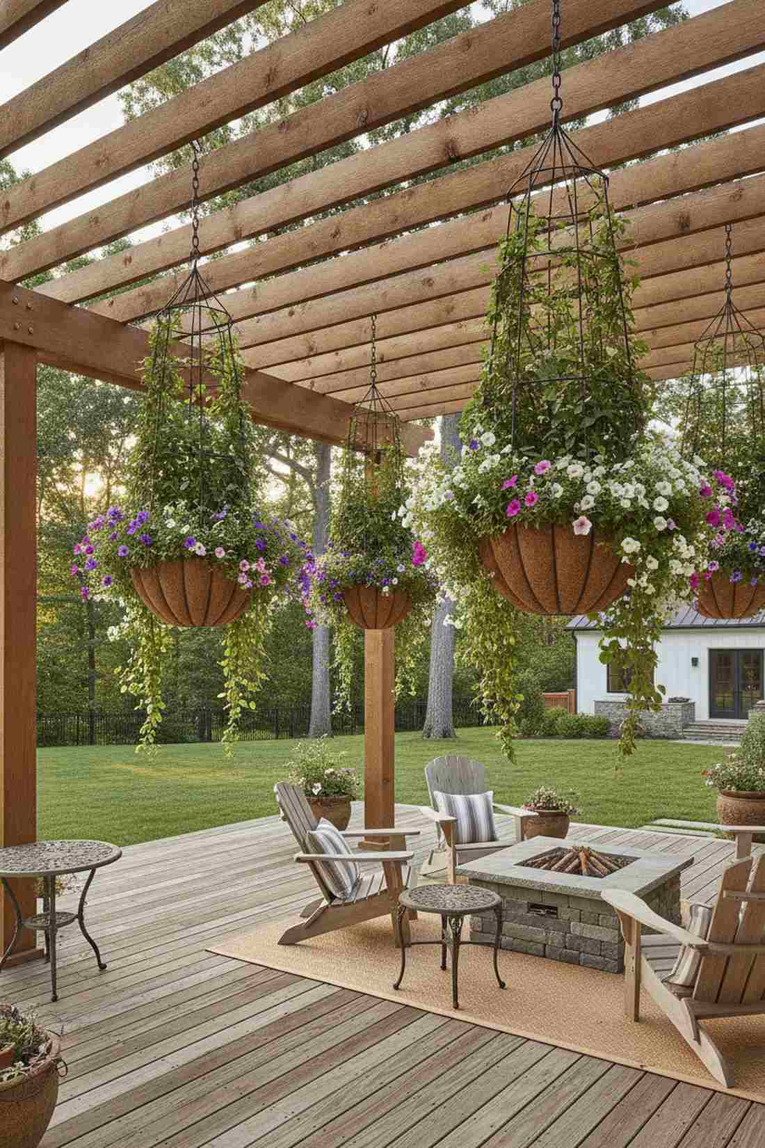 hanging basket trellis combination