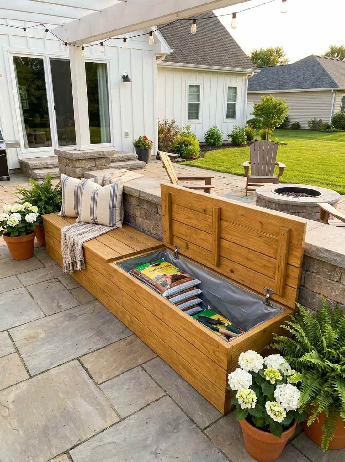 linear bench with storage