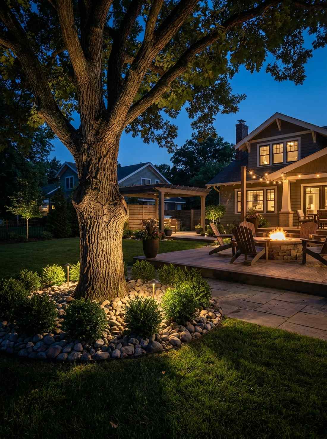 low glow layered garden lighting