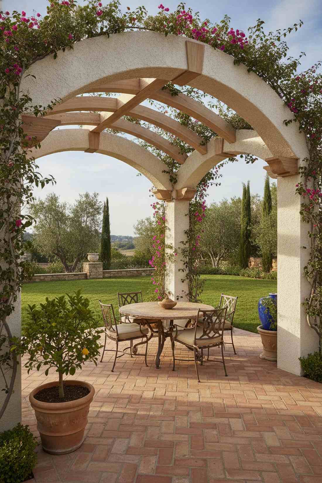 mediterranean arched pergola