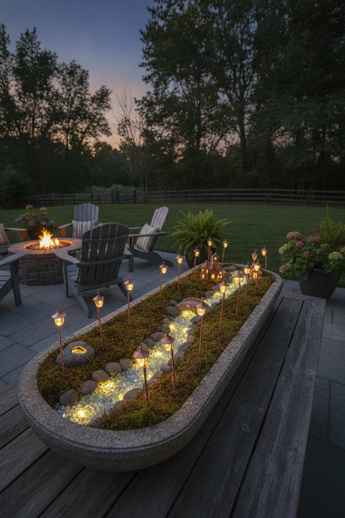 miniature lanterns and lampposts