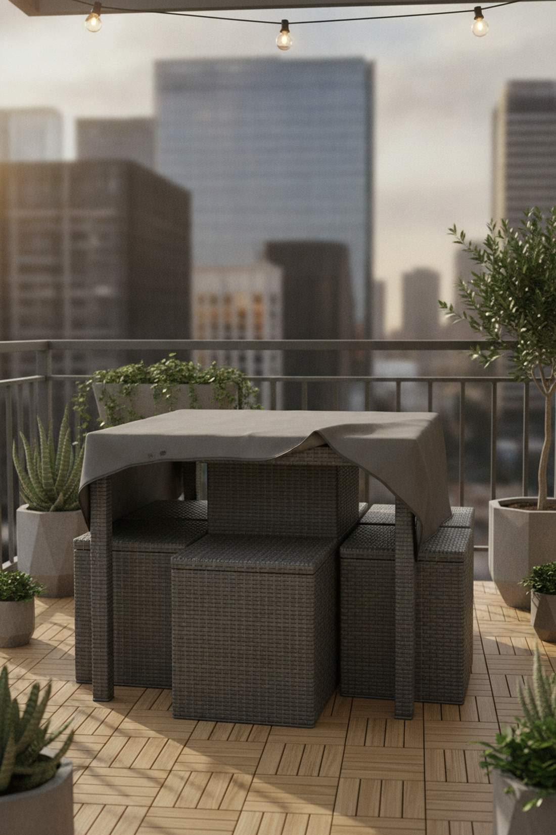 modular dining cubes with tucking seats