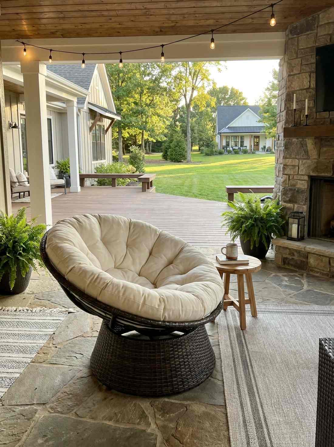 papasan chair with side table