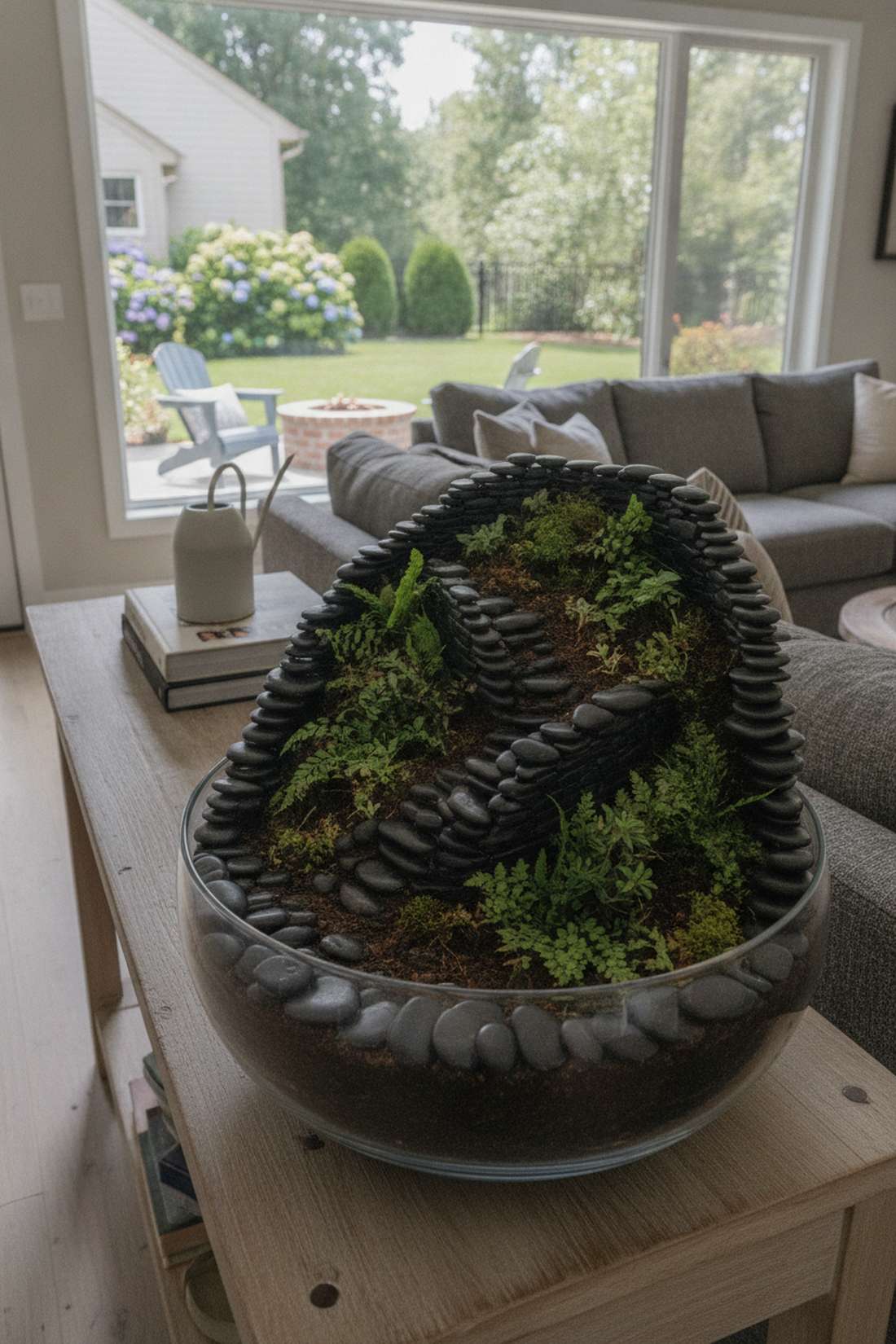pebble stacked walls