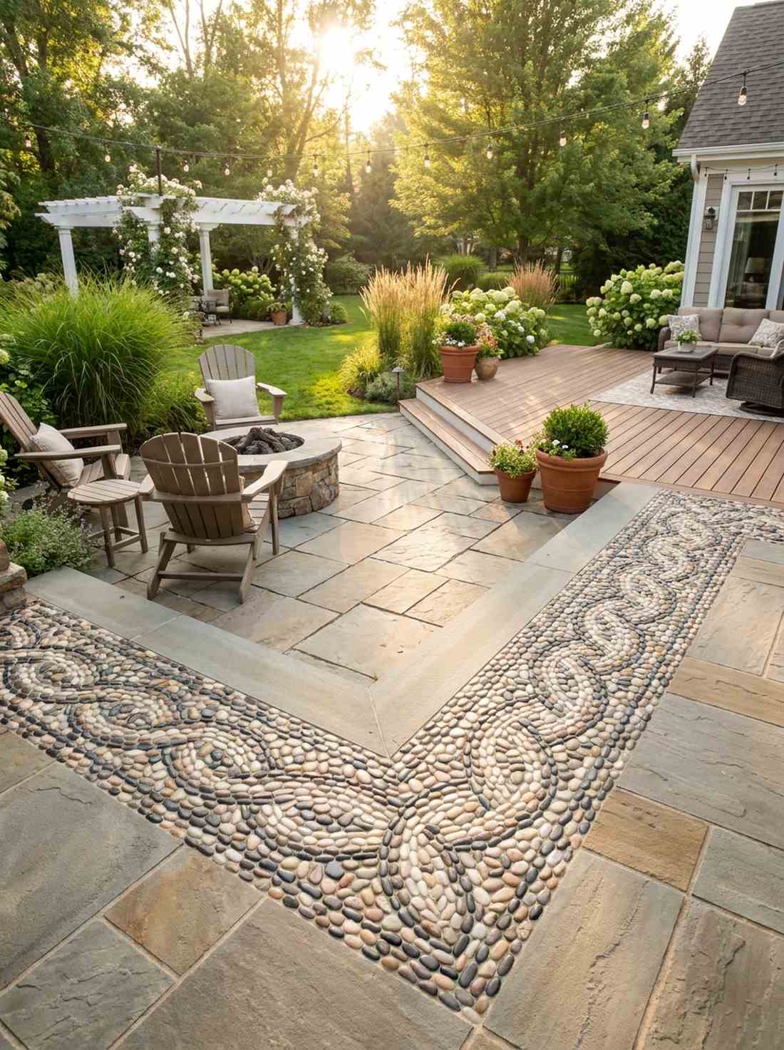 polished pebble mosaic border