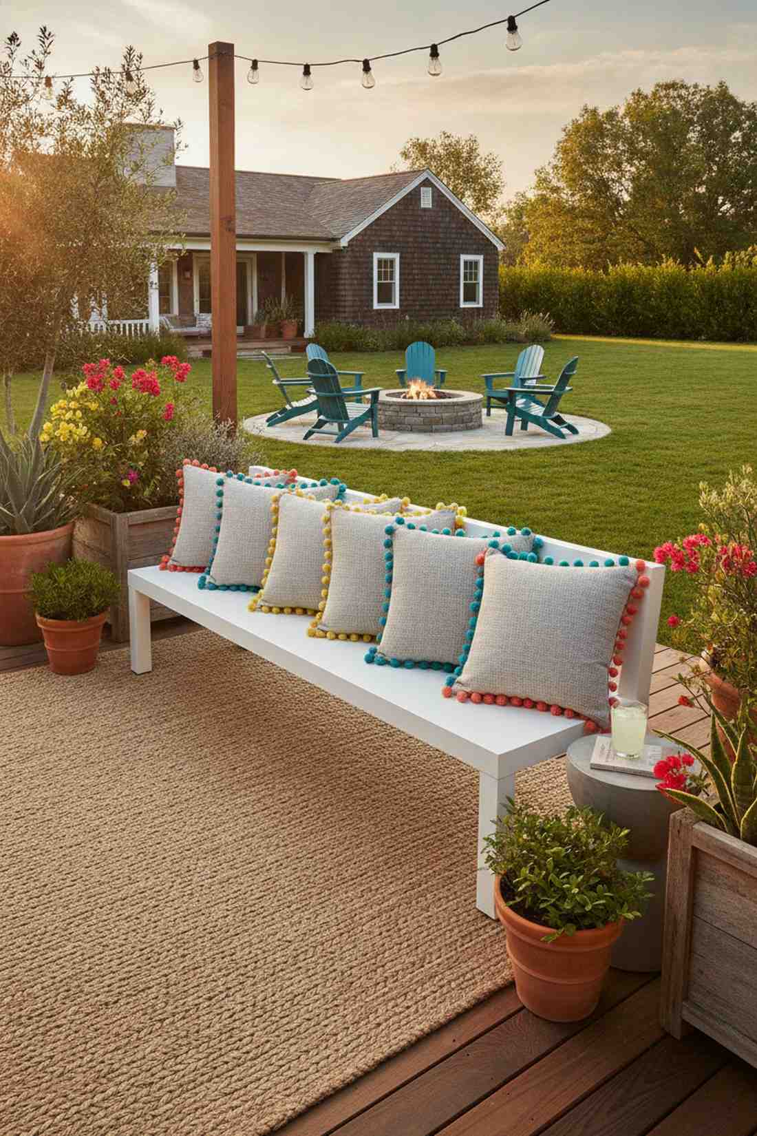 pom pom trimmed pillows
