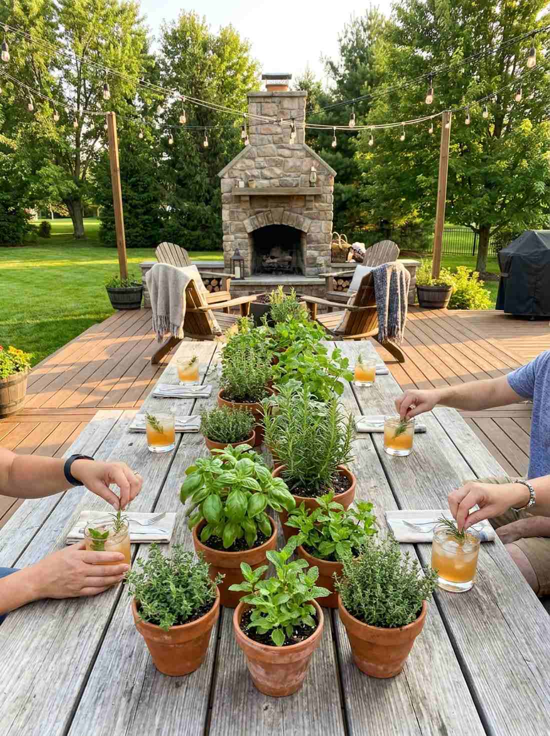potted herb garden display