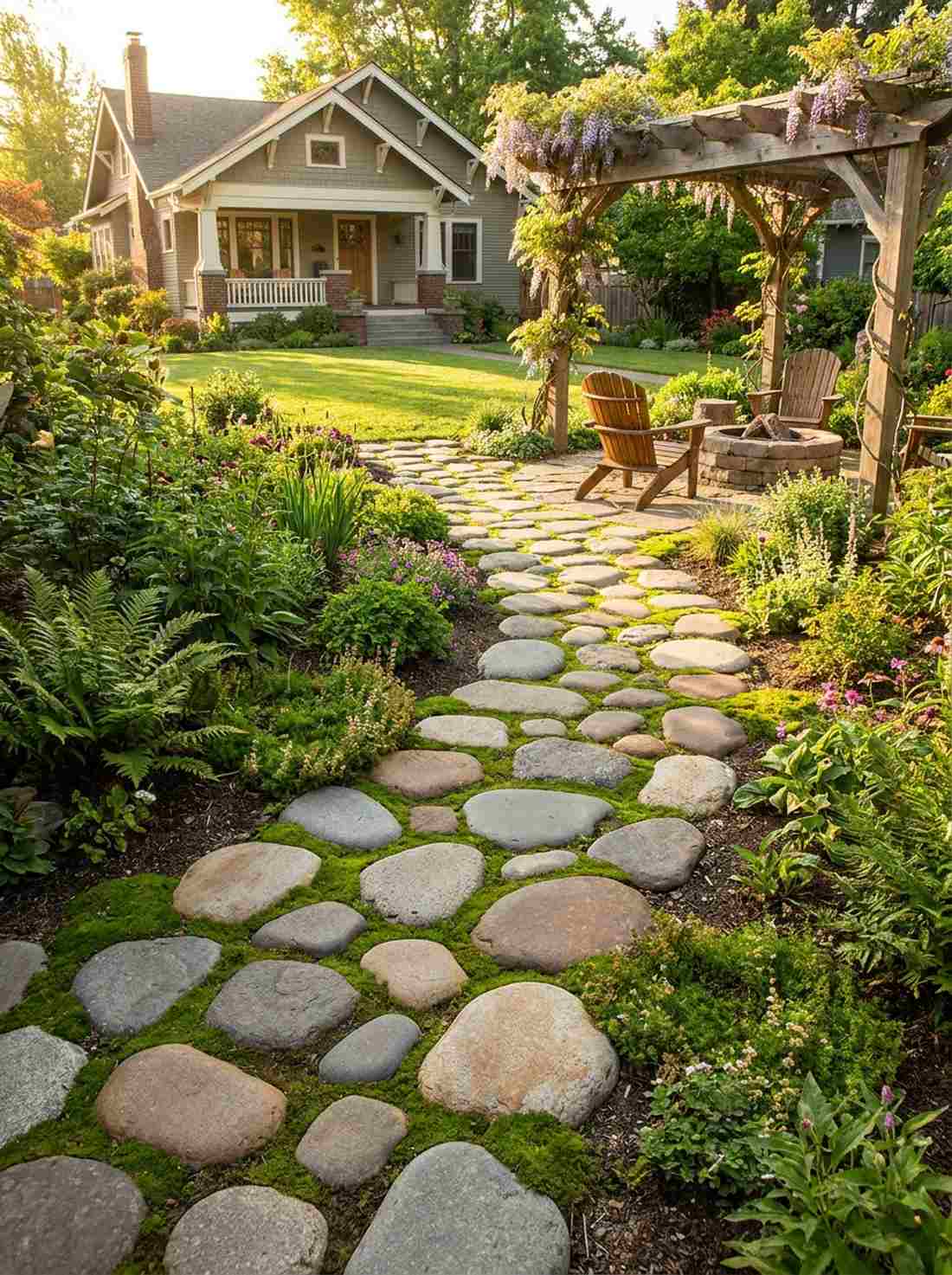 river stone meandering path