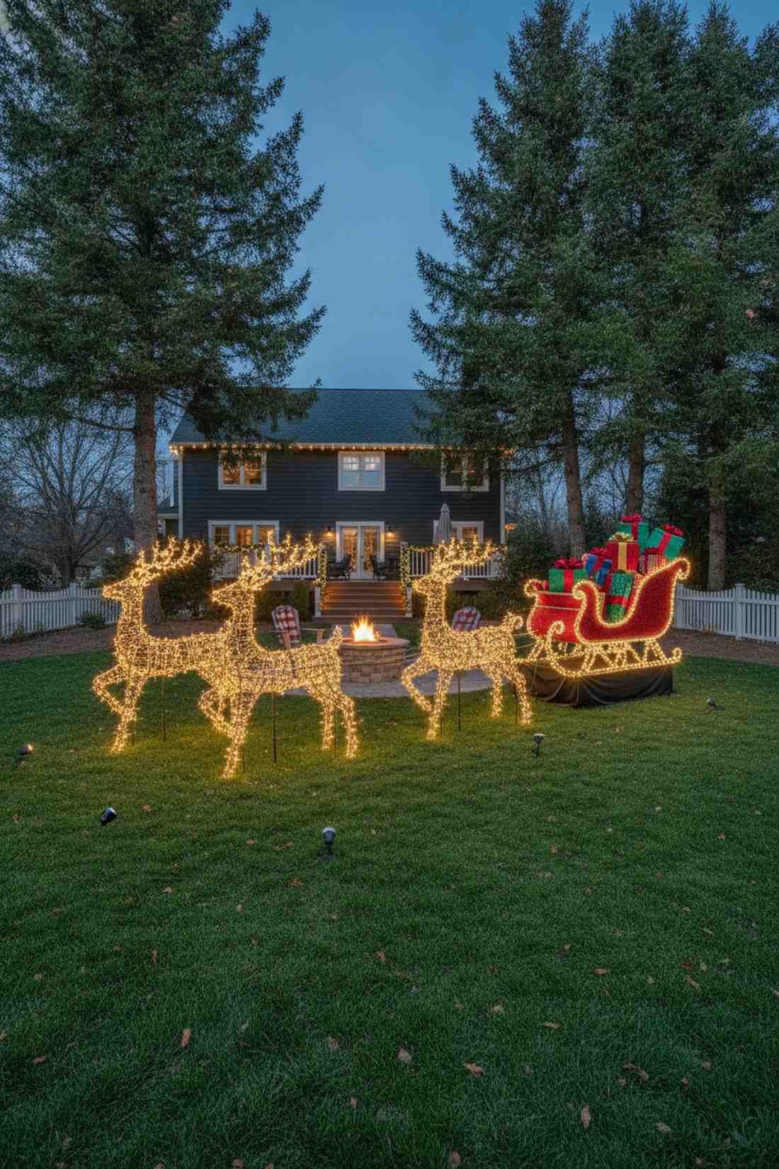 santa sleigh and reindeer