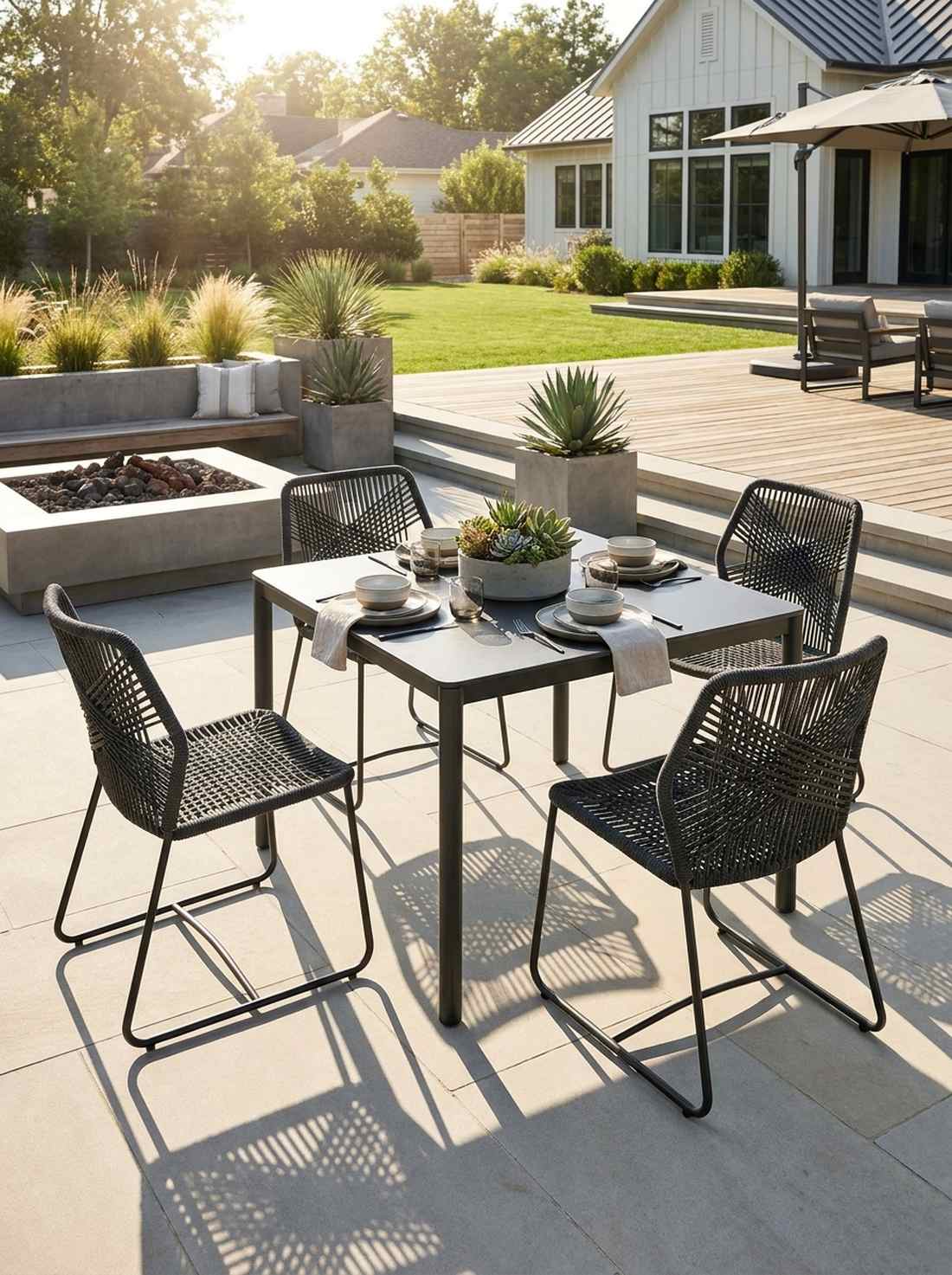 sculptural rope back contemporary garden chairs
