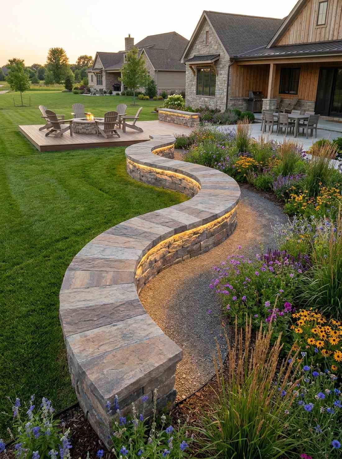 serpentine wave bench