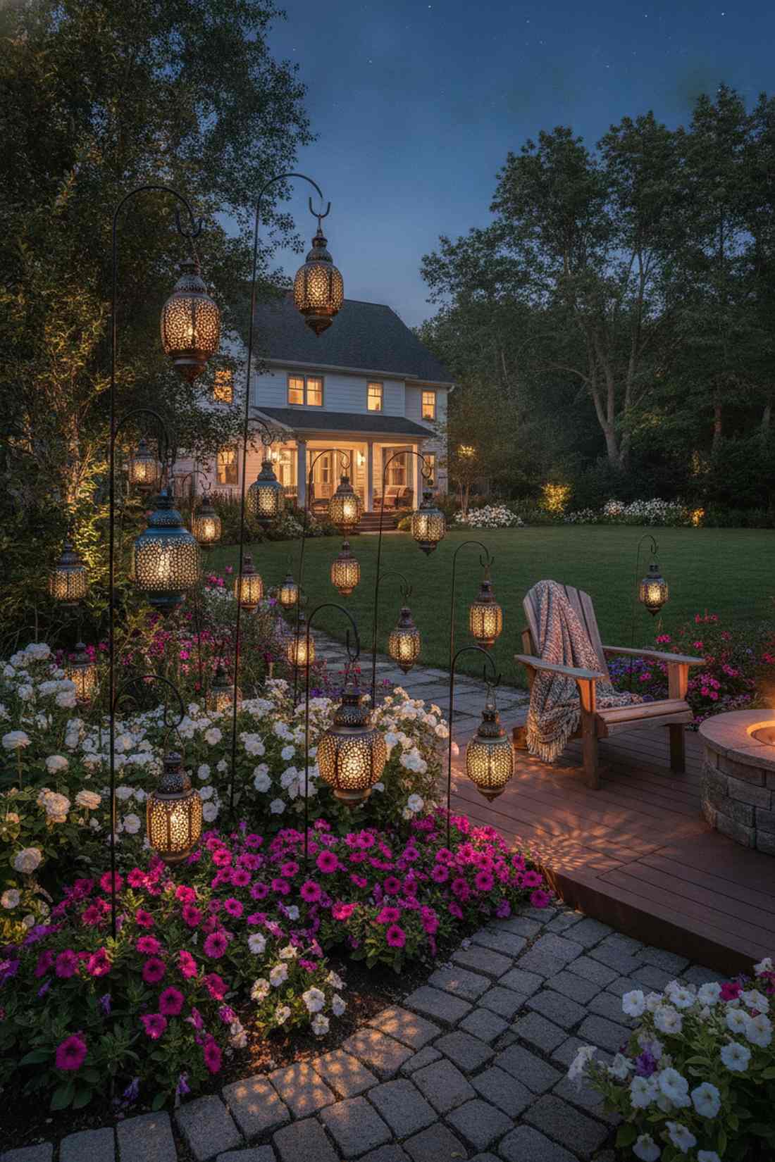 solar lantern hanging arrangement