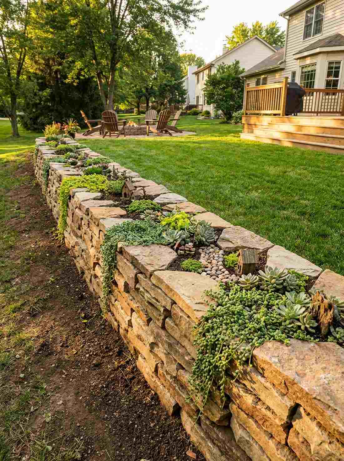 stacked stone border