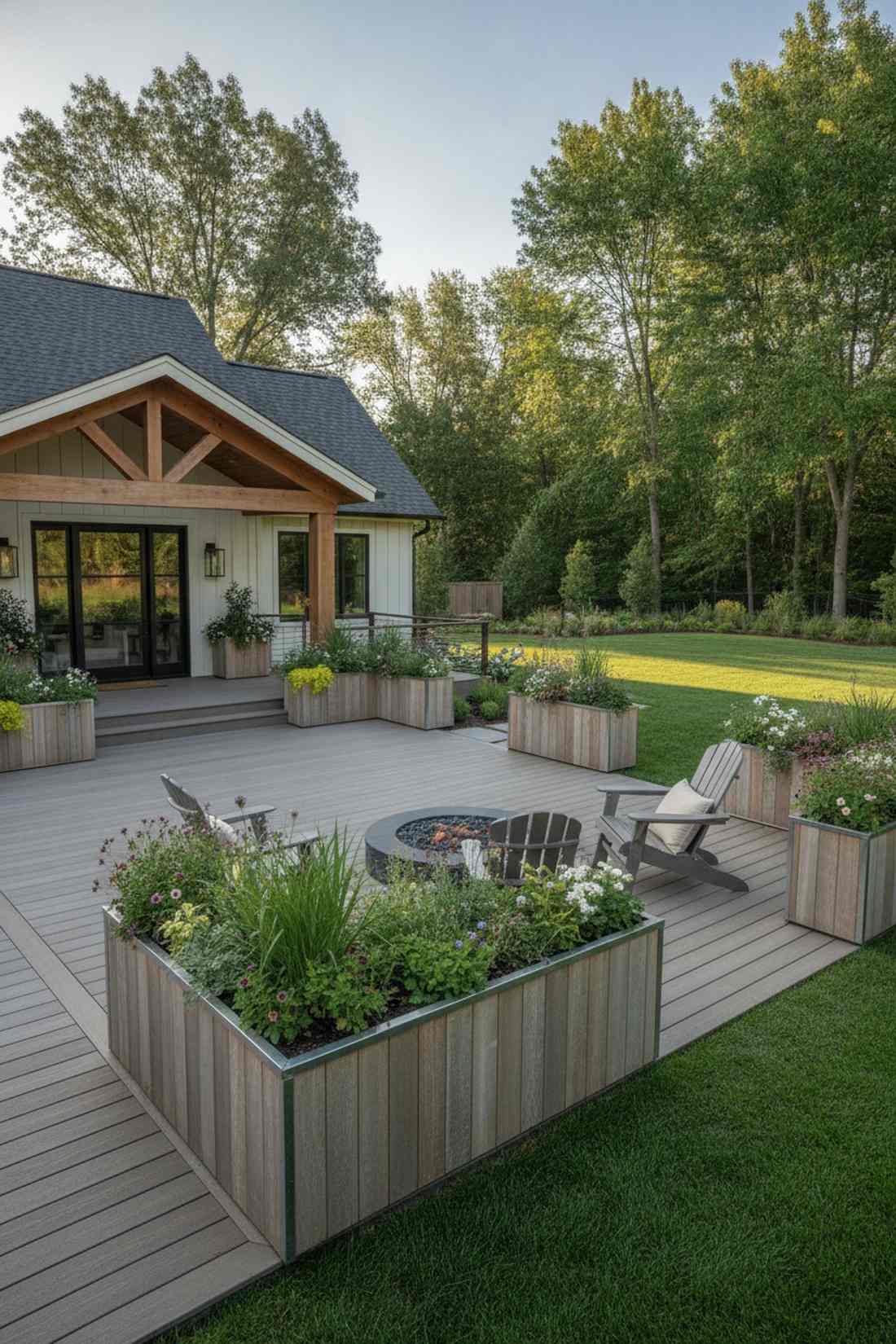 steel frame planters with cedar cladding