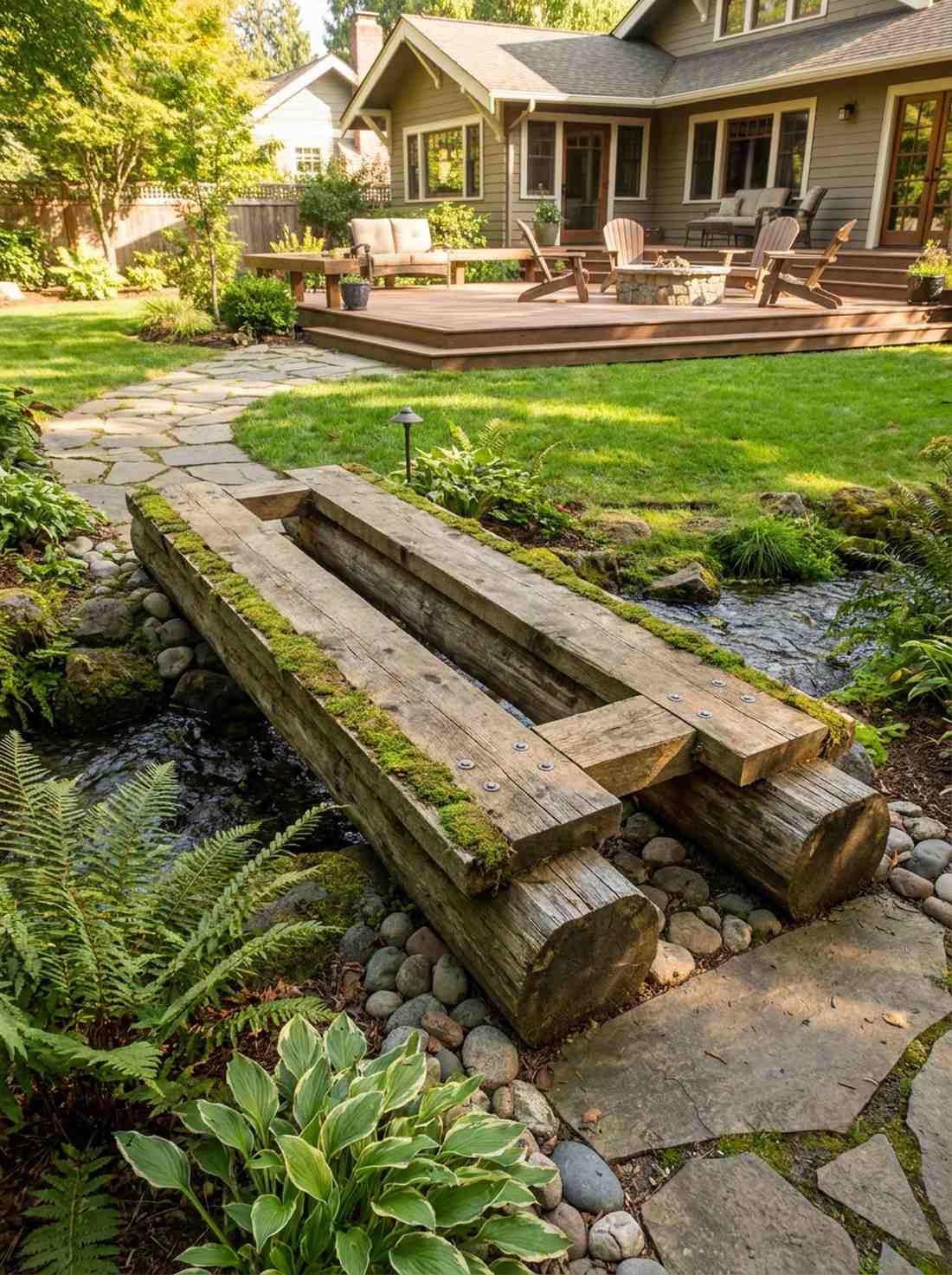 twin log plank bridge