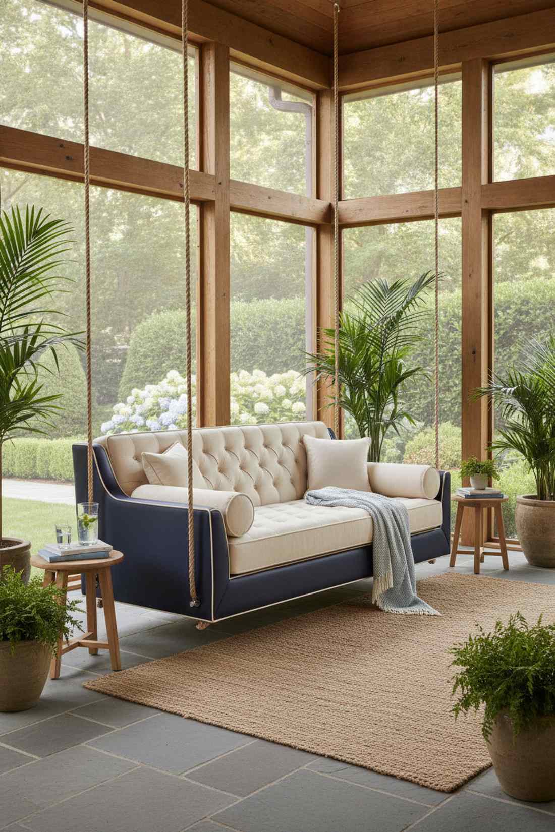 upholstered outdoor swing bed