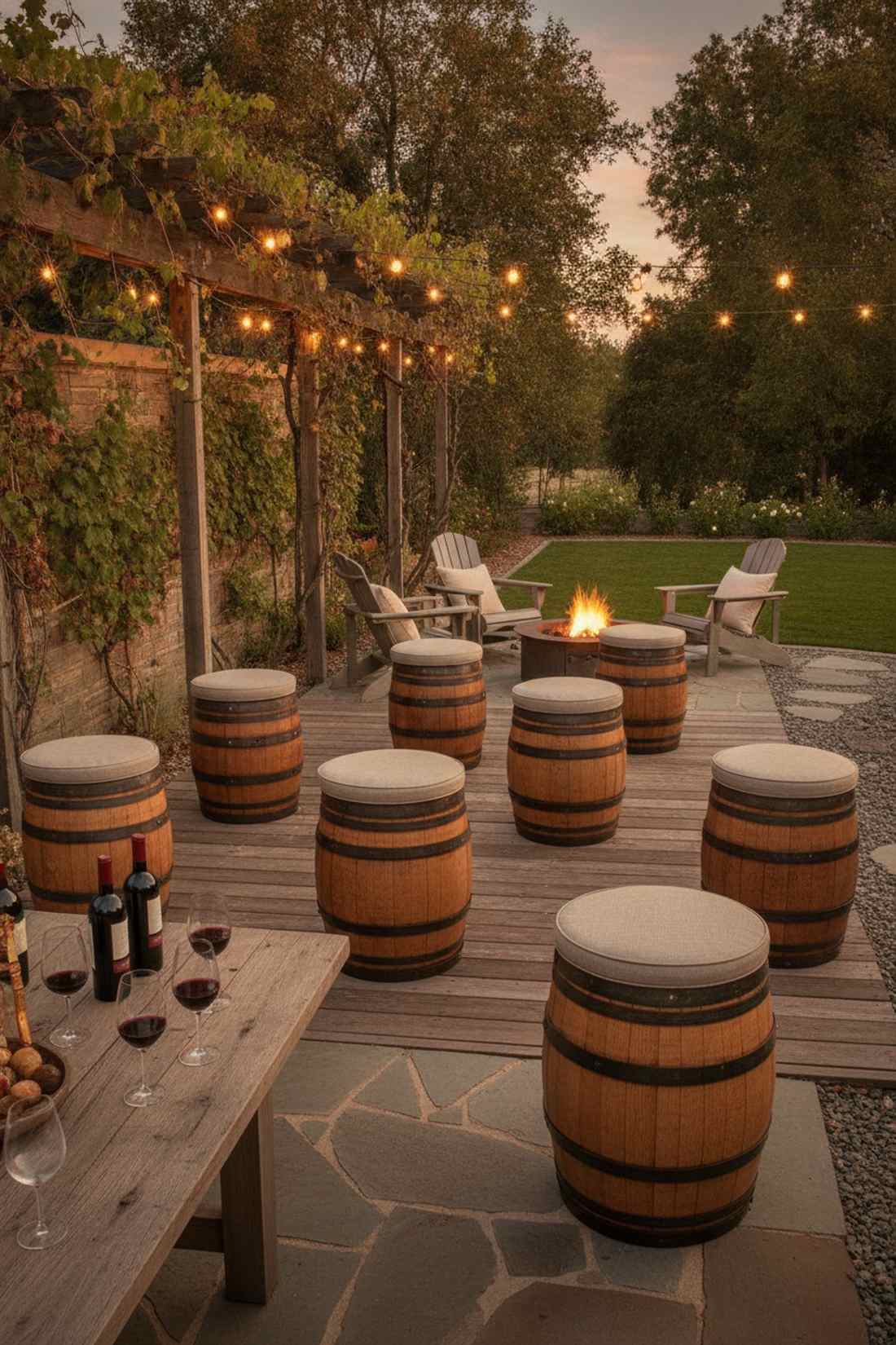wine barrel stools