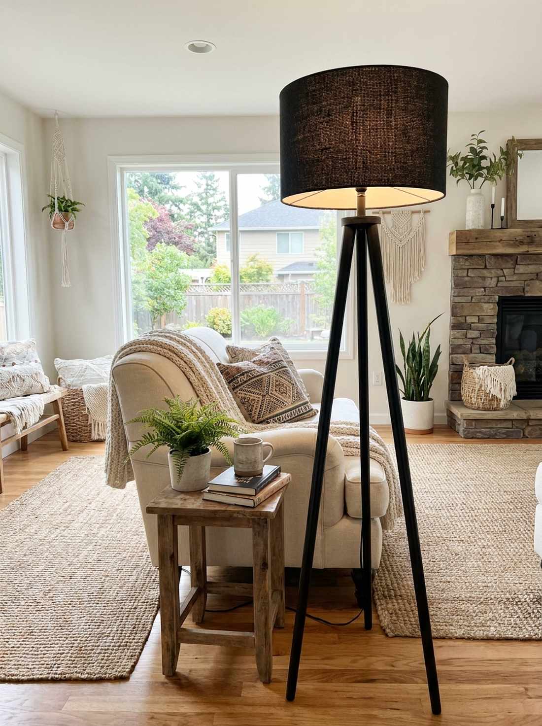 black tripod floor lamp