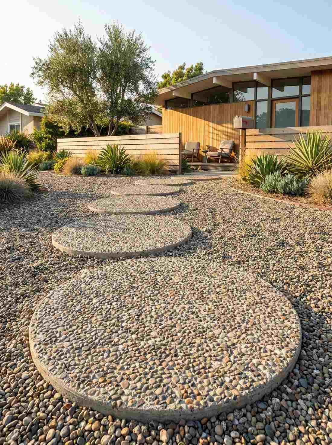 concrete rounds with exposed aggregate